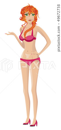 Red haired girl in pink bikini Red haired girl in pink bikini 49672738