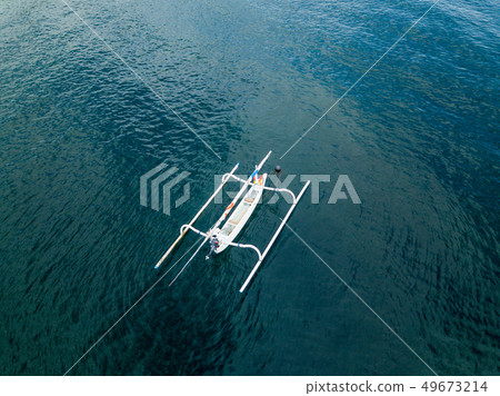 Aerial view of traditional Indonesian fishing boat 49673214