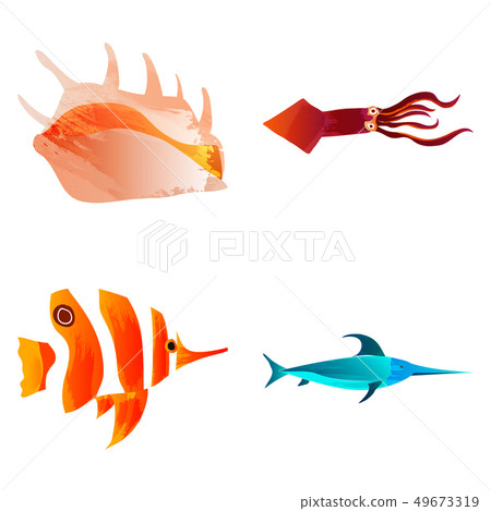 Marine set of Watercolor Vector Tropical Fish, Seaweed Coral Algae and Jellyfish Underwater Marine set of Watercolor Vector Tropical Fish, Seaweed Coral Algae and Jellyfish Underwater 49673319