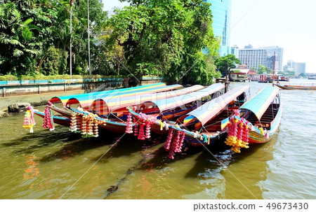 Long Tail Boats in Chao Phraya River Thailand 49673430