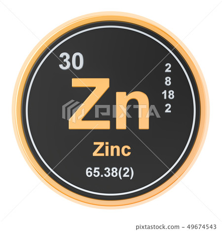 Zinc Zn chemical element. 3D rendering 49674543