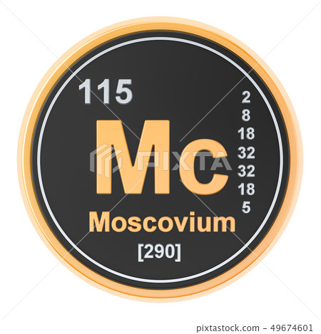 Moscovium Mc chemical element. 3D rendering Moscovium Mc chemical element. 3D rendering 49674601