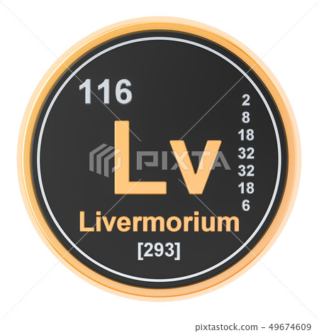 Livermorium Lv chemical element. 3D rendering 49674609