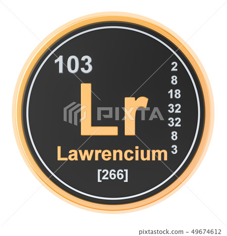 Lawrencium Lr chemical element. 3D rendering 49674612