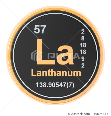 Lanthanum La chemical element. 3D rendering Lanthanum La chemical element. 3D rendering 49674613