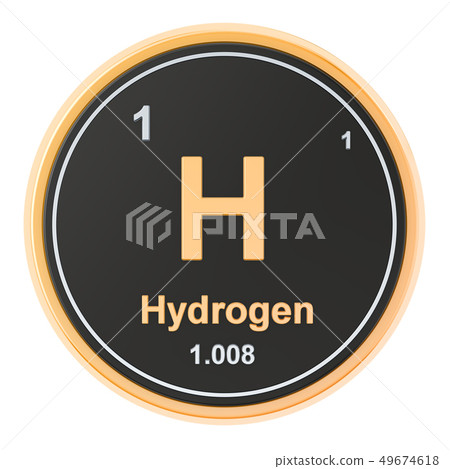 Hydrogen H chemical element. 3D rendering Hydrogen H chemical element. 3D rendering 49674618