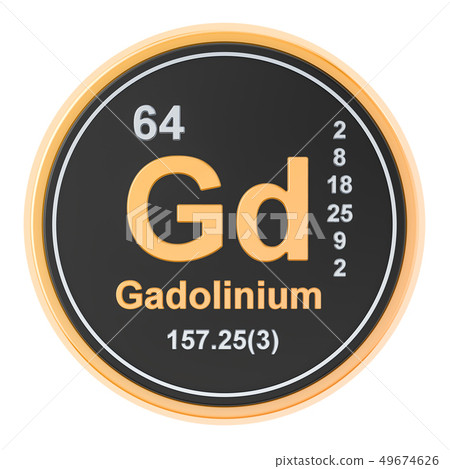 Gadolinium Gd chemical element. 3D rendering 49674626