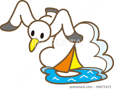 Seagull and yacht Seagull and yacht 49675425