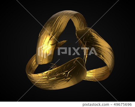 golden paint stroke. flowing in air with rotational movements. 3d illustration golden paint stroke. flowing in air with rotational movements. 3d illustration 49675696