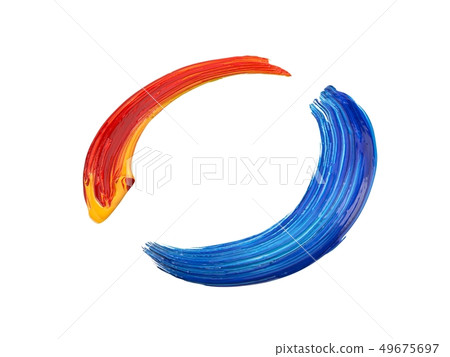 red and blue oil paint strokes. flowing in air with rotational movements. 3d illustration red and blue oil paint strokes. flowing in air with rotational movements. 3d illustration 49675697
