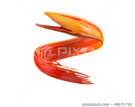red oil paint stroke. flowing in air with rotational movements. 3d illustration red oil paint stroke. flowing in air with rotational movements. 3d illustration 49675716