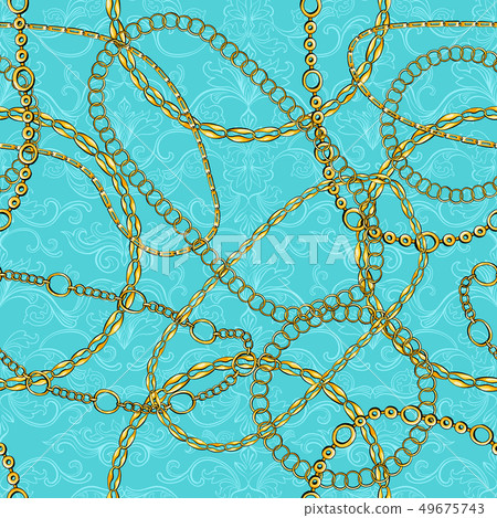 Chains on damask flat vector seamless pattern Chains on damask flat vector seamless pattern 49675743