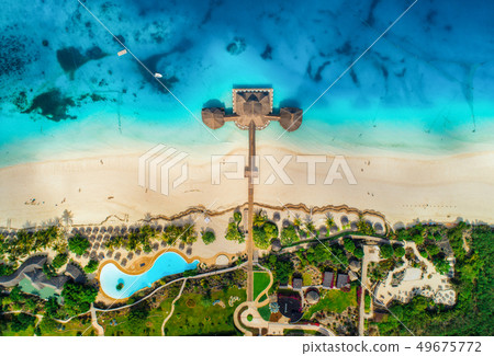 Aerial view of beautiful hotel in Indian ocean 49675772
