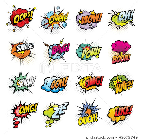 Comic book sound blast bubbles cartoon icons Comic book sound blast bubbles cartoon icons 49679749