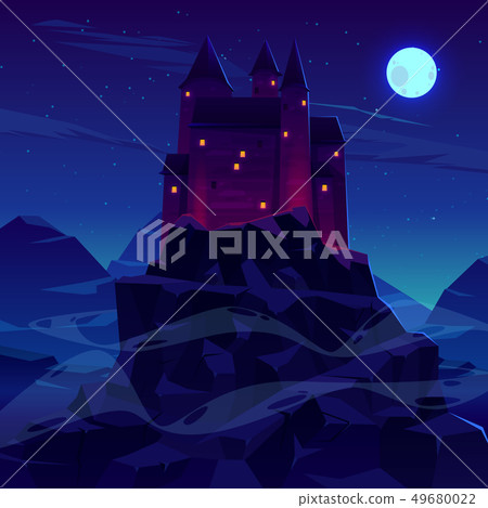 Ancient castle or fortress in mountains vector 49680022