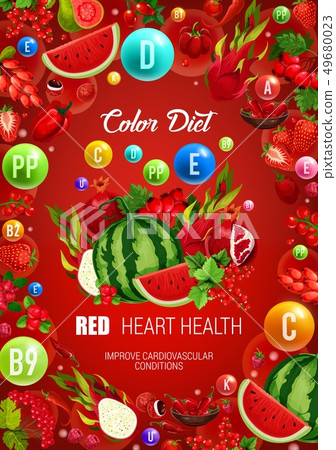 Color diet red healthy food, heart health 49680023