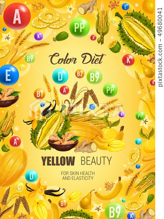 Color diet yellow healthy food, skin health 49680041