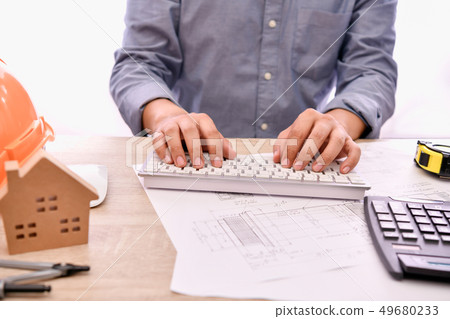 Engineering concept. The engineer is working in 49680233