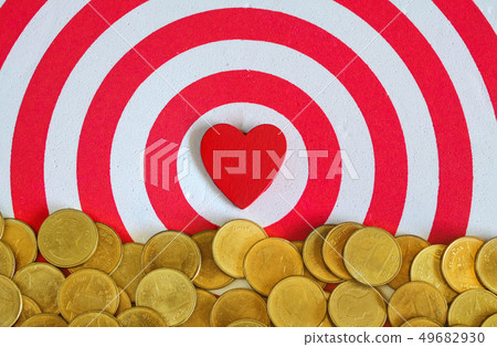 Red heart on dart board game ,Valentine day 49682930