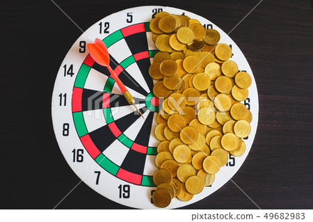 Red arrow dart board on Gold coin money for Red arrow dart board on Gold coin money for 49682983
