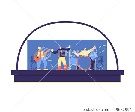 Concert of Multi Ethnic Musical Band Stage Vector Concert of Multi Ethnic Musical Band Stage Vector 49682994