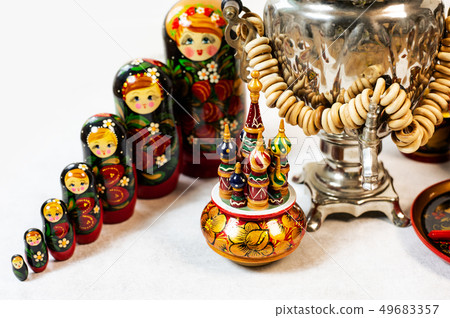 Russian khokhloma, traditional wood painting handicraft souvenirs Russian khokhloma, traditional wood painting handicraft souvenirs 49683357