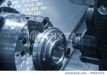 The abstract scene of CNC lathe machine. The abstract scene of CNC lathe machine. 49683458