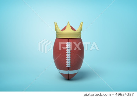 3d rendering of brown ball for American football standing upright and wearing golden crown on light 3d rendering of brown ball for American football standing upright and wearing golden crown on light 49684387