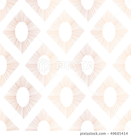 Copper foil Ikat seamless vector pattern. Abstract rhombus shapes repeating background rose gold on Copper foil Ikat seamless vector pattern. Abstract rhombus shapes repeating background rose gold on 49685414