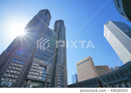 Tokyo cityscape in Japan Sunlight and Tokyo Metropolitan Government 49686993