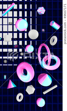technology background with shelves and 3D geometry 49687171