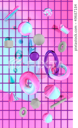 technology background with shelves and 3D geometry technology background with shelves and 3D geometry 49687184