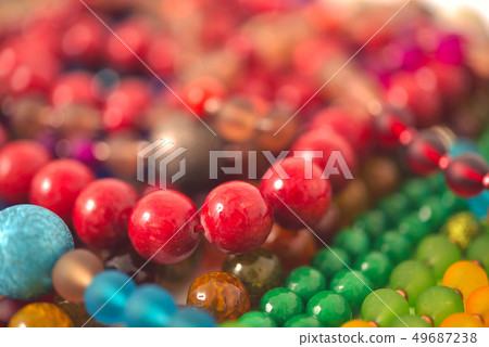 Mixed colors beads close-up made from natural Mixed colors beads close-up made from natural 49687238