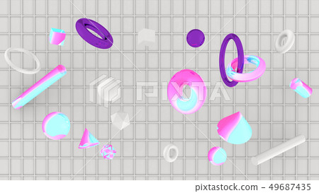 technology background with shelves and 3D geometry 49687435