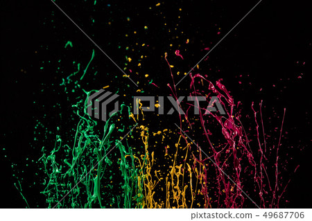Macro photo of mixed acryl colors on black Macro photo of mixed acryl colors on black 49687706