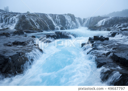 Landscape with Bruarfoss waterfall in Iceland Landscape with Bruarfoss waterfall in Iceland 49687797