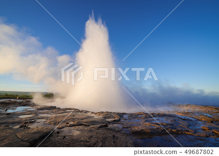 Strokkur geyser eruption in Iceland 49687802