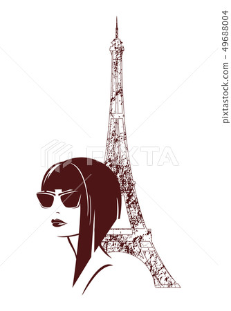 modern style woman in Paris vector fashion 49688004