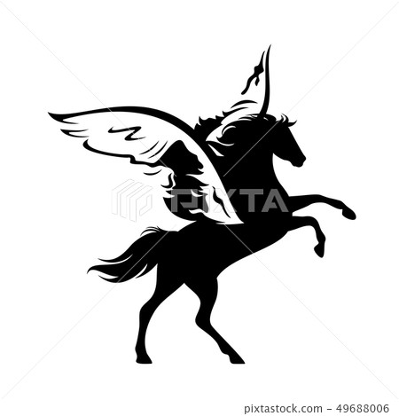 winged pegasus horse black vector design - Stock Illustration [49688006 ...
