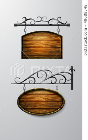 hanging, wooden Board vector, wooden object for text. hanging, wooden Board vector, wooden object for text. 49688348
