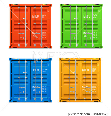 Realistic closed cargo containers.  49689873