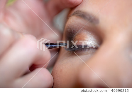 Make-up with black eyeliner close-up. Perfect makeup. Make-up with black eyeliner close-up. Perfect makeup. 49690215
