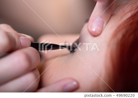 Make-up with black eyeliner close-up. Perfect makeup 49690220