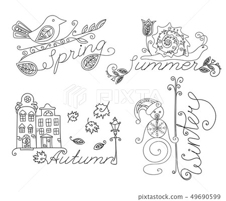 Adult coloring seasonal images and inscriptions Adult coloring seasonal images and inscriptions 49690599