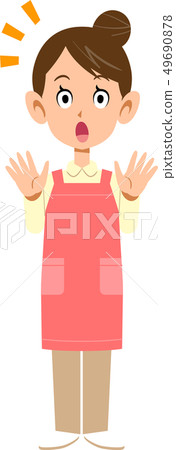 Woman with surprised apron Woman with surprised apron 49690878