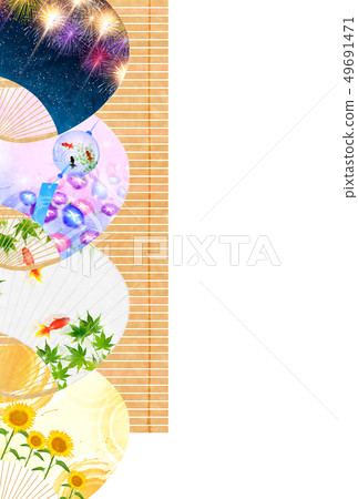 Fireworks summer greeting card fan background 49691471