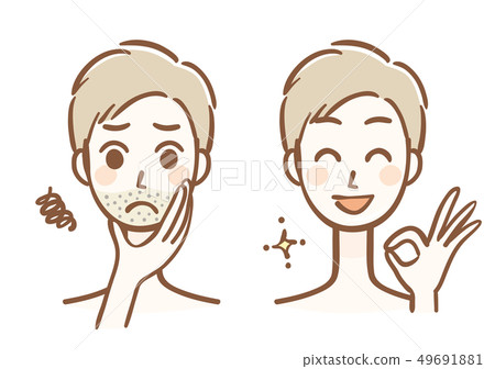 之前的鬍子脫毛男性 之前的鬍子脫毛男性 49691881