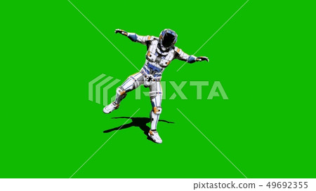 Astronaut-soldier of the future, dancing in front of a green screen. 3D Rendering Astronaut-soldier of the future, dancing in front of a green screen. 3D Rendering 49692355