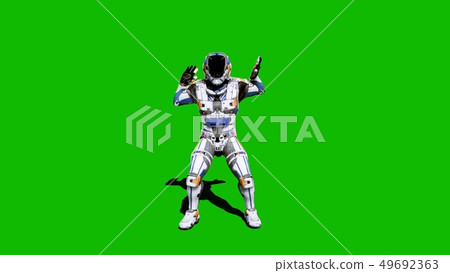 Astronaut-soldier of the future, dancing in front of a green screen. 3D Rendering Astronaut-soldier of the future, dancing in front of a green screen. 3D Rendering 49692363