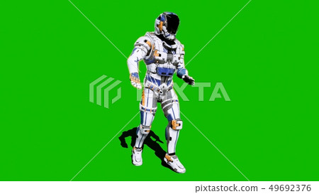 Astronaut-soldier of the future, dancing in front of a green screen. 3D Rendering Astronaut-soldier of the future, dancing in front of a green screen. 3D Rendering 49692376